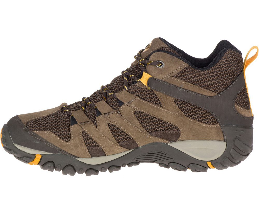 Kozaki Merrell Męskie Brązowe - Alverstone Mid Waterproof Wide Width - 320184-IJS